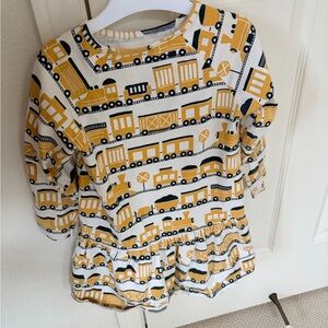 Winter Water Factory 4T Train Print Casual Dress - Yellow